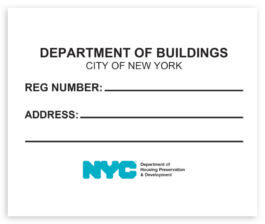 Building Registration Number Sign