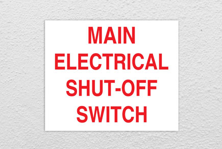 main shut off switch boiler signage
