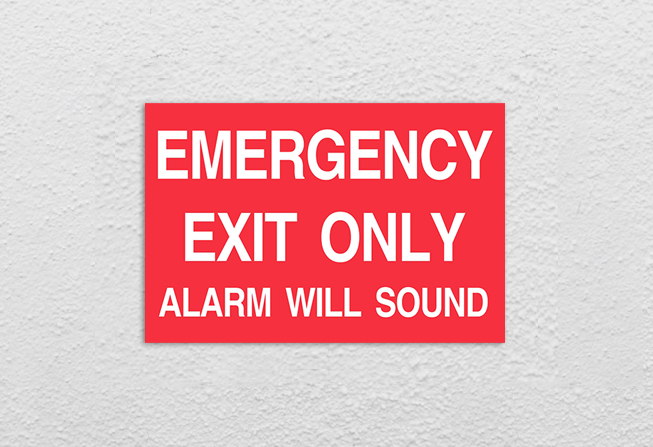 emergency exit only alarm sound notification signs