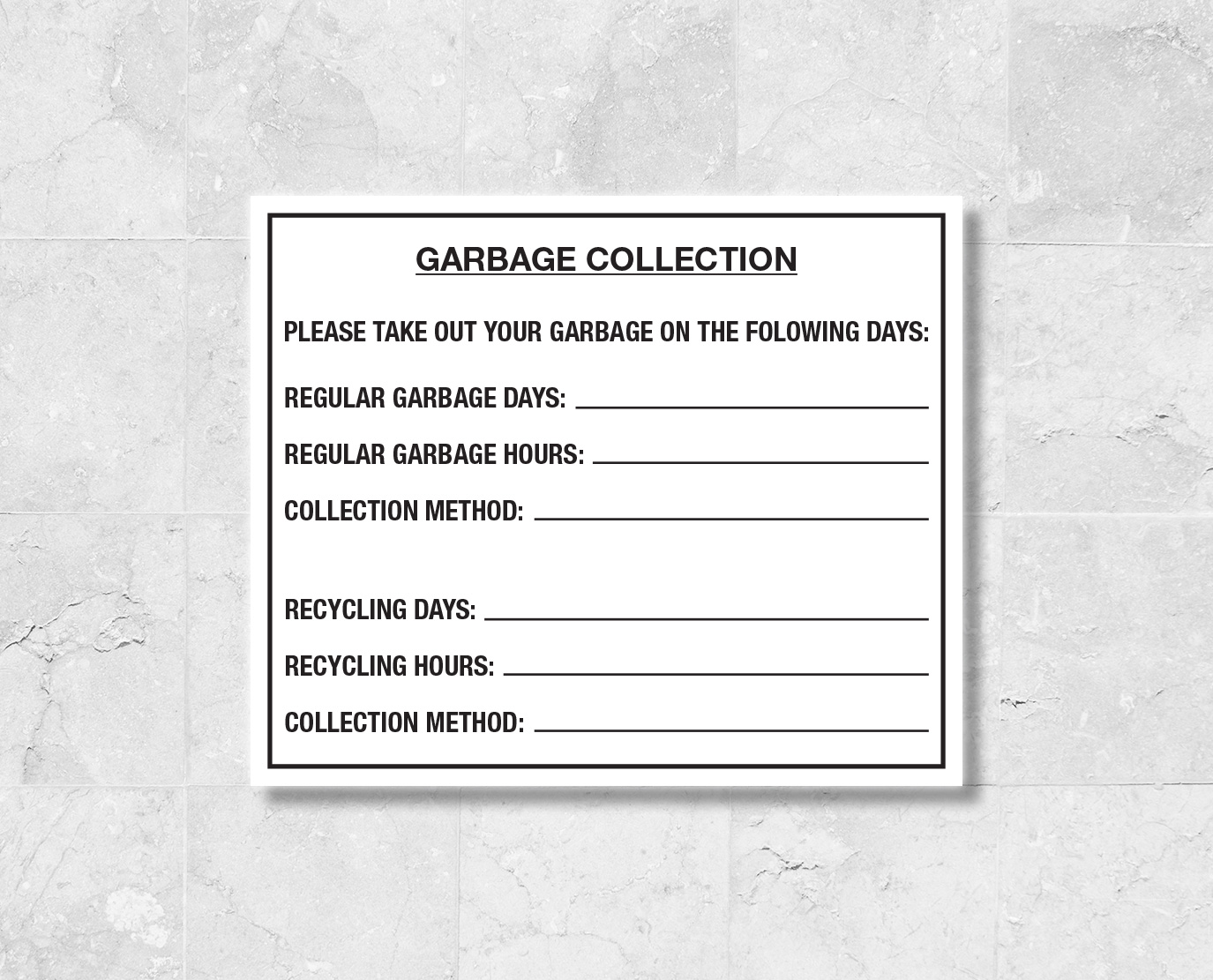 garbage collection hpd signs nyc