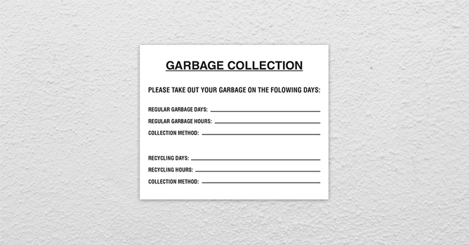 garbage collection sign maker