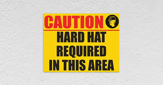 hard hat area required caution signs nyc