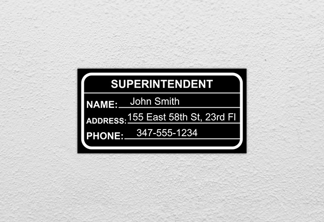 janitor name and address superintendent hpd signs