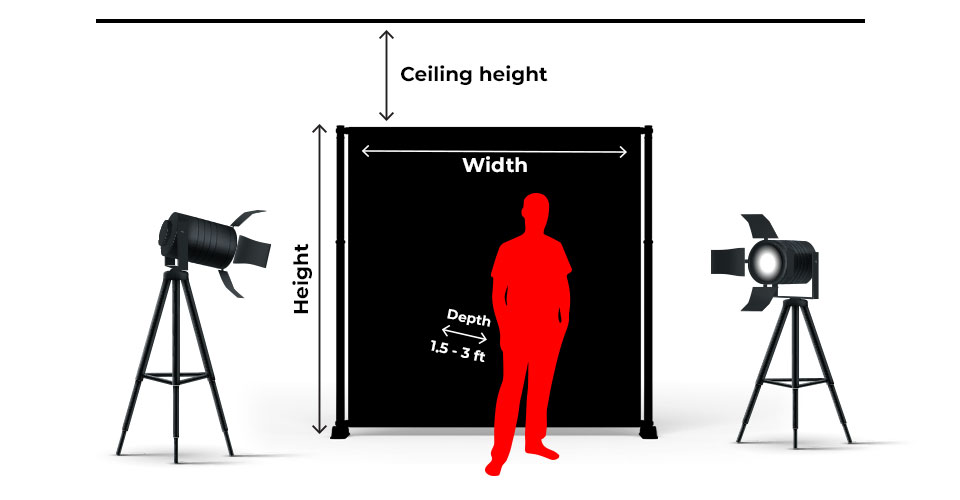 height and width of backdrop for studio