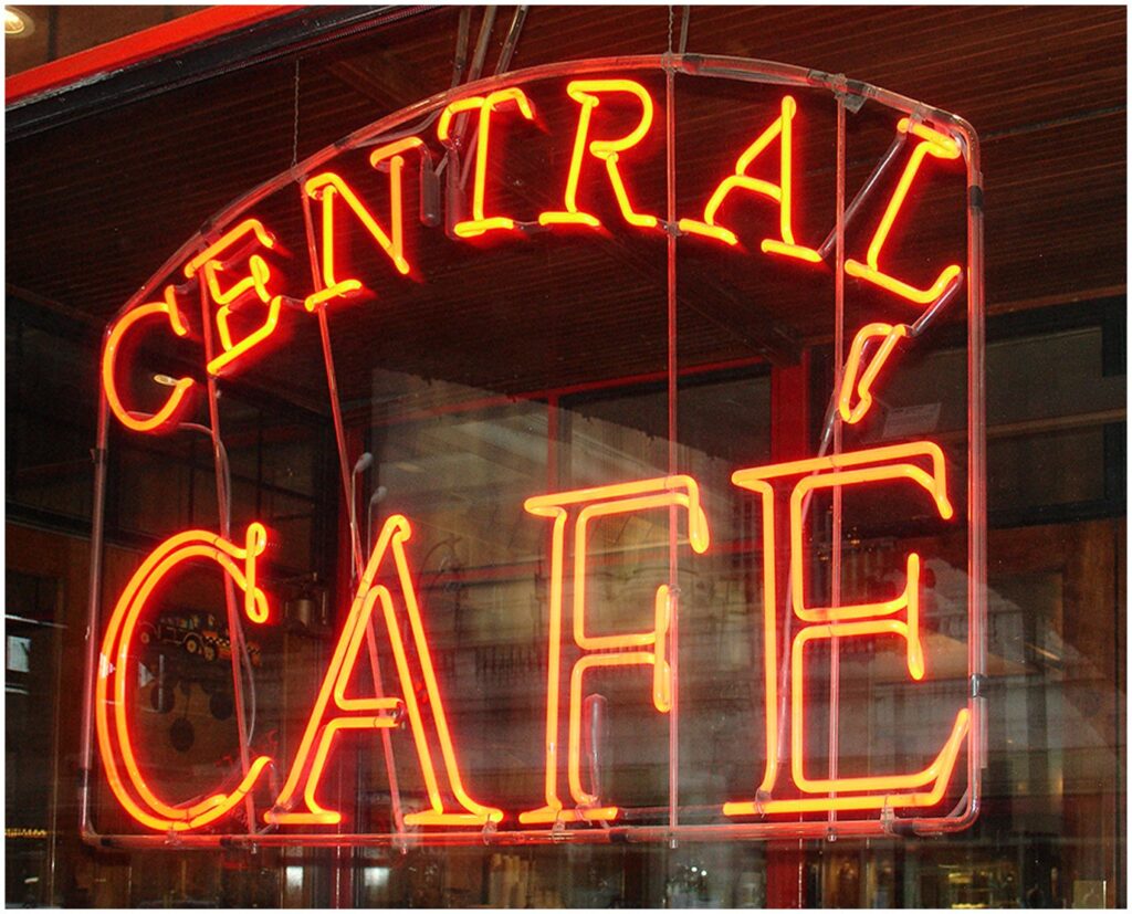 neon signs for central cafe nyc