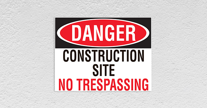 nyc no trespassing construction site warning signs