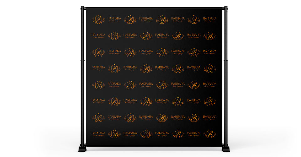 black step and repeat logo backdrop
