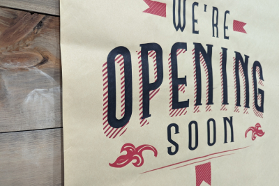 Opening Soon Large Paper Sign