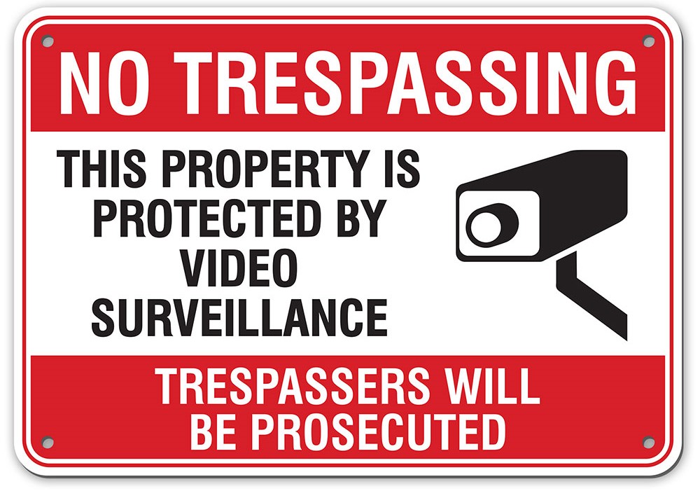 no trespassing surveillance security sign
